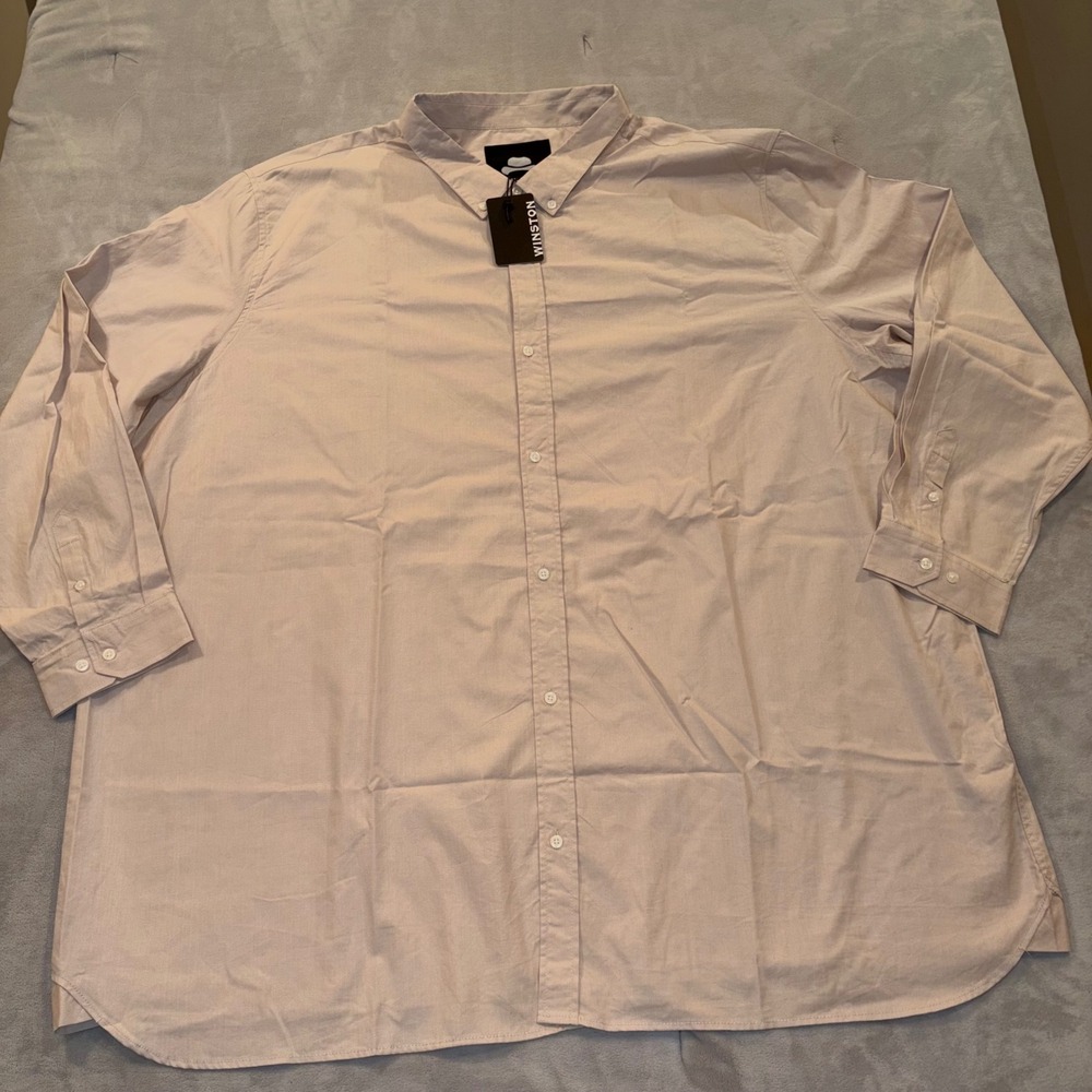 Winston Mens Long‎ Sleeve Button Down Shirt Tan Solid Casual Dress Shirt 5XLT
